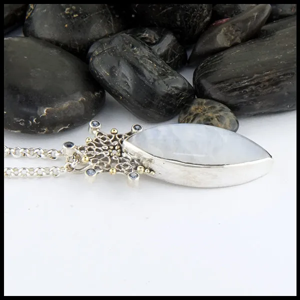 Moonstone and Snowflake Celtic Pendant