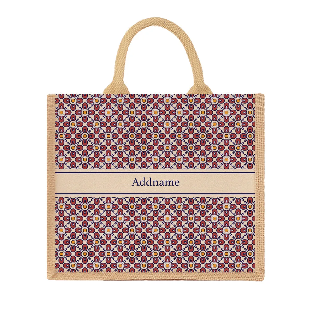 Moroccan Aegean Red Jute Tote Bag