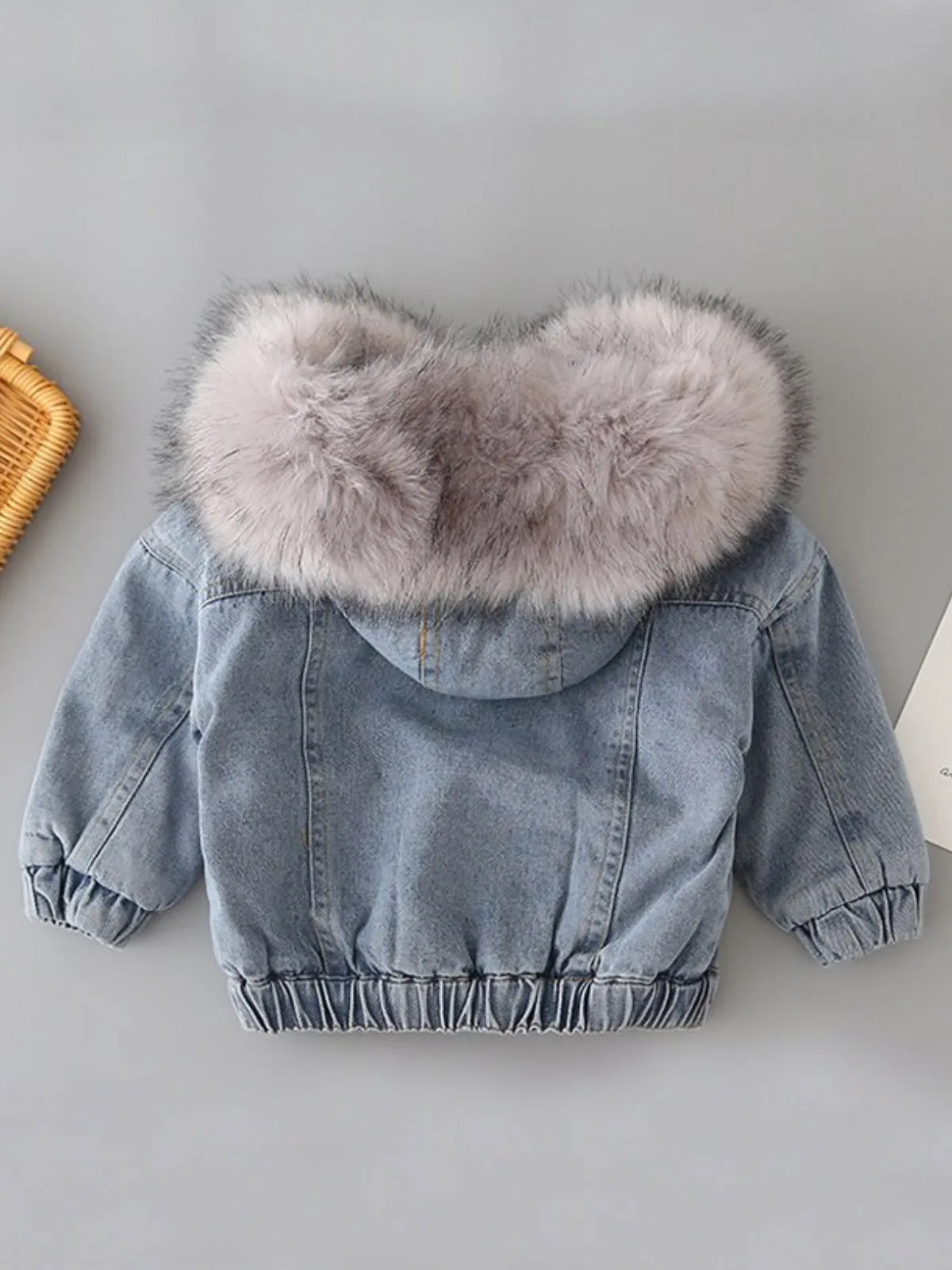 Most Popular Fur Hoodie Denim Jacket