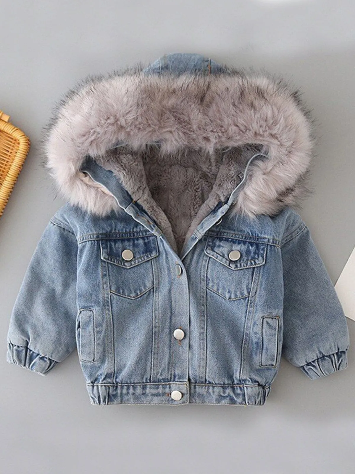 Most Popular Fur Hoodie Denim Jacket