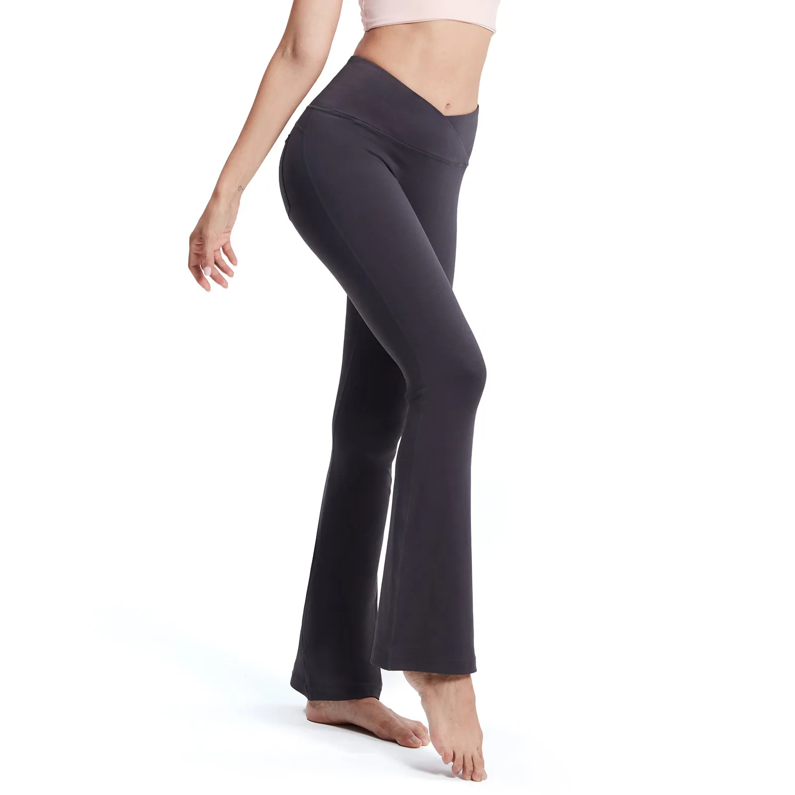 MOTEEPI Flare Leggings with Pockets High Waist Yoga Pants Crossover Bootcut Yoga Pants Stretchy