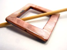 Mother of Pearl Square Shawl Pin "Rhubarb Cake"