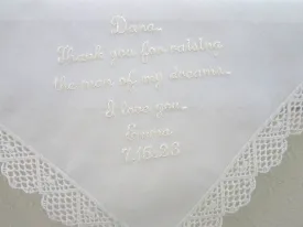 Mother of the Groom Wedding Handkerchief: Thank you for raising the man of my dreams.