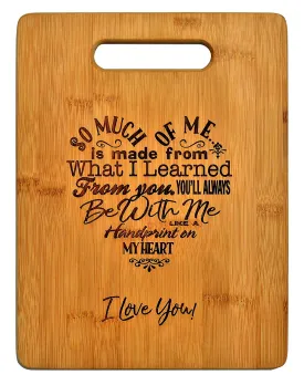 Mothers Gift - Special Love Heart Poem Bamboo Cutting Board, Engraved Side For Decor Display or Hanging