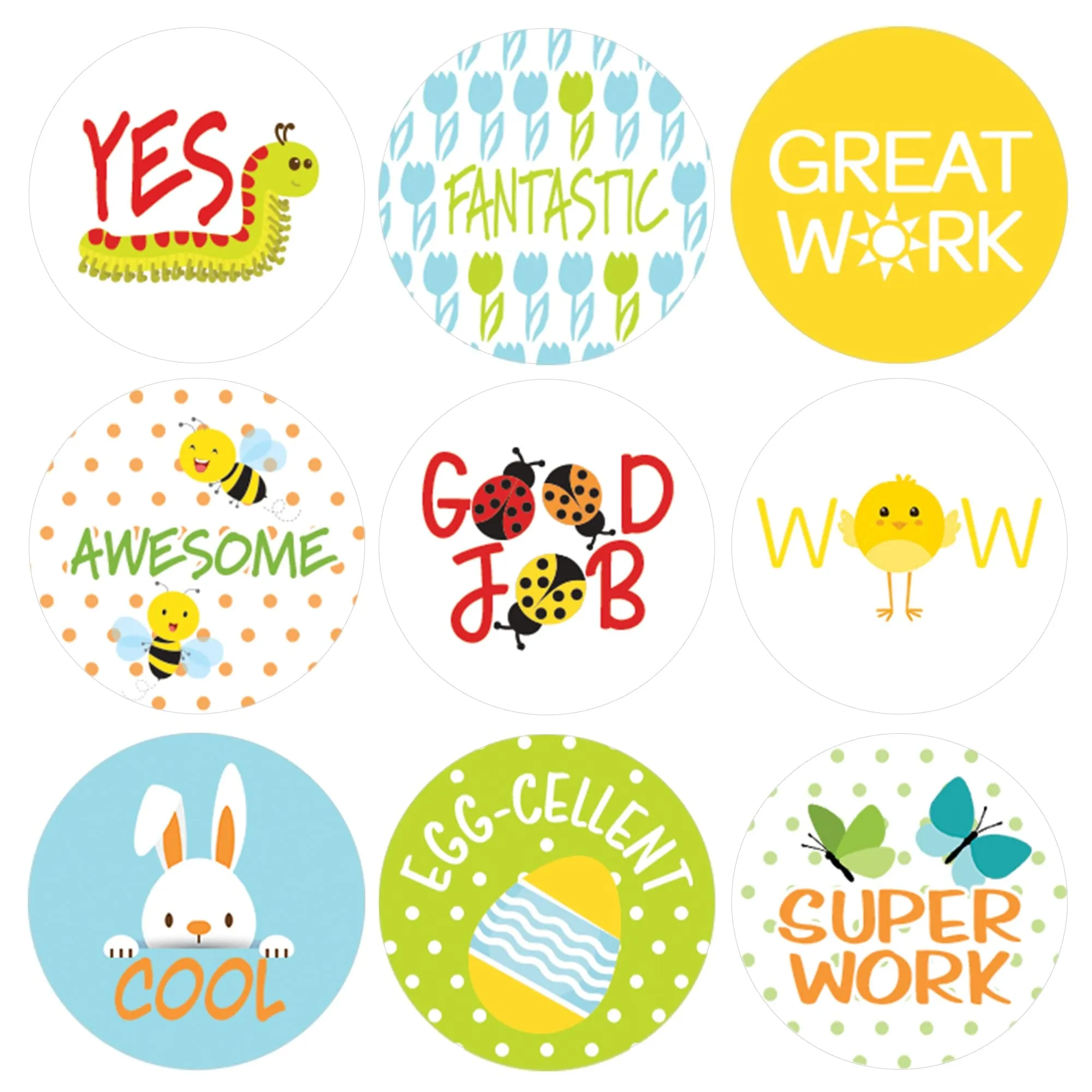 Motivational Teacher Reward Stickers for Students: Spring Theme (1,080 Stickers)