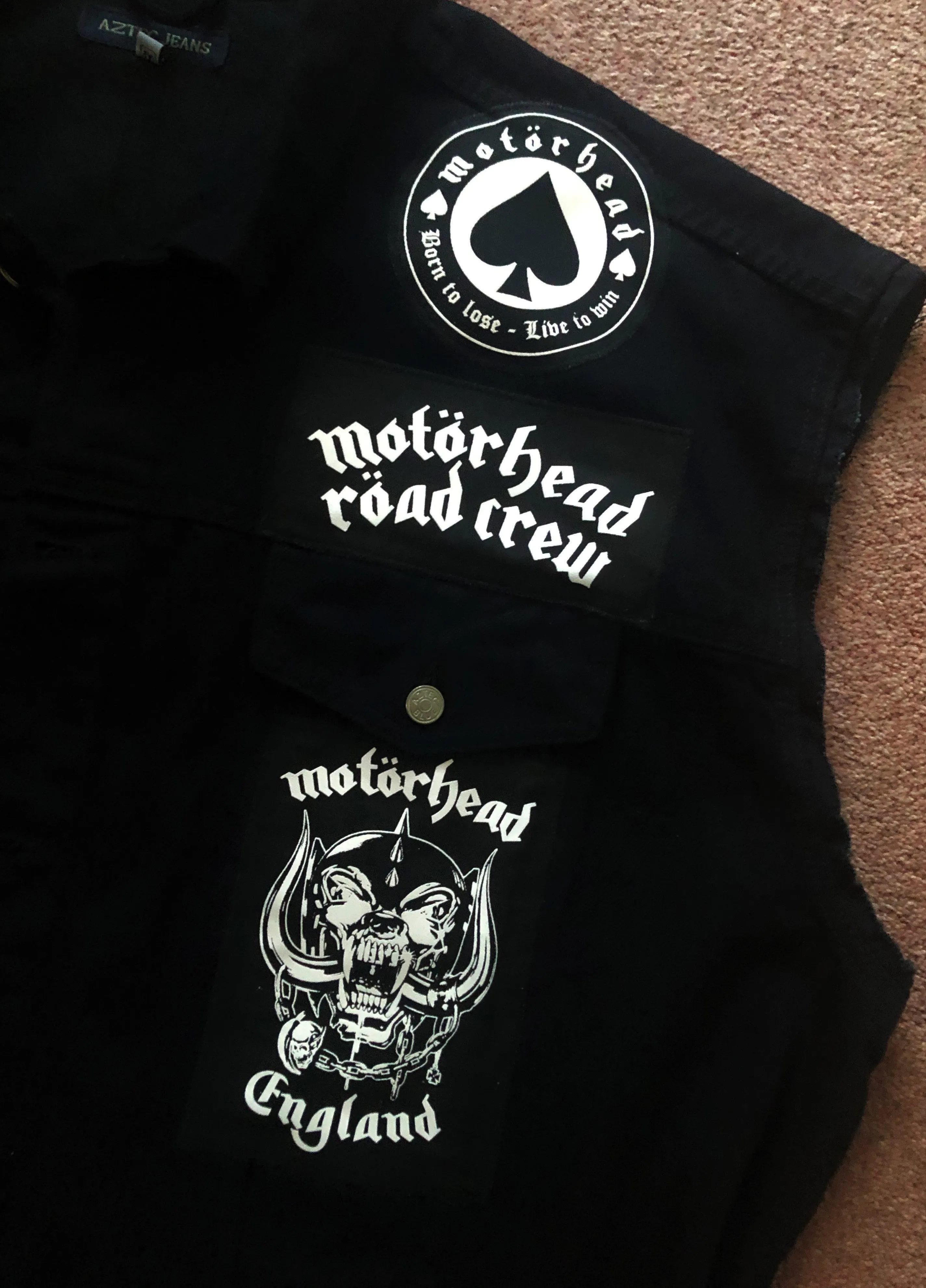 Motörhead Road Crew Everything Louder Denim Vest Cut-Off Battle Jacket Ace Of Spades