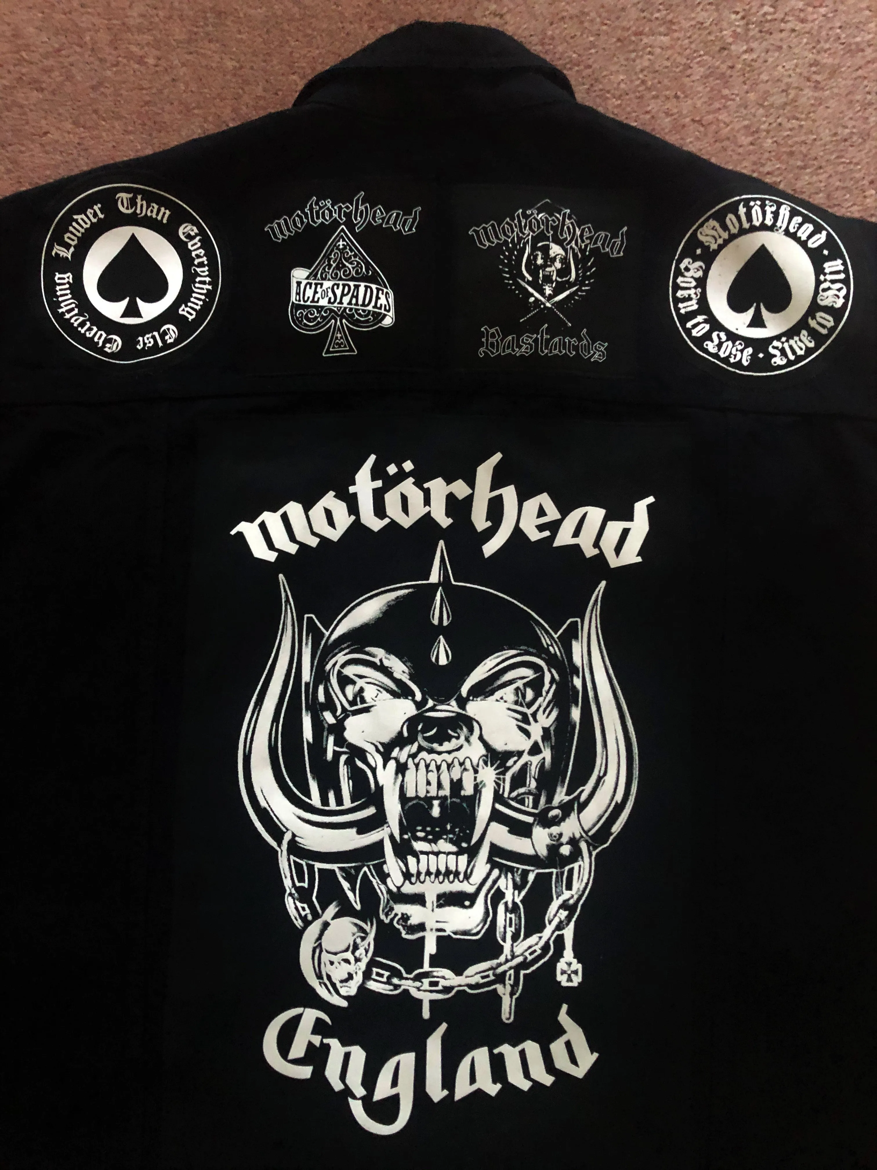 Motörhead Road Crew Everything Louder Denim Vest Cut-Off Battle Jacket Ace Of Spades