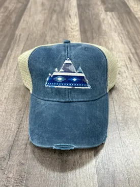 Mountain Aztec Patch Trucker Hat-Navy