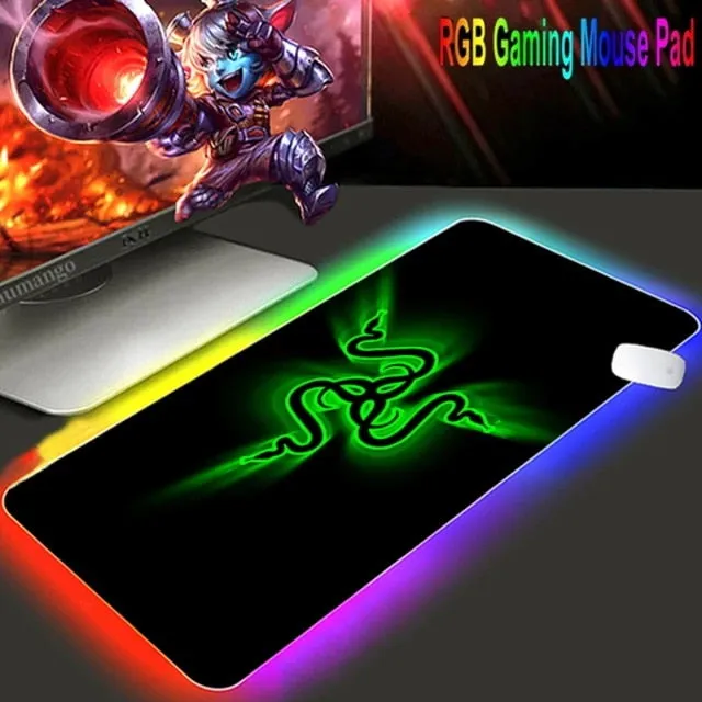 Mouse pad  RGB Razer Gaming Accessories Computer Large 900x400 Mousepad Gamer Rubber Carpet With Backlit Play CS GO LOL Desk Mat