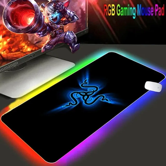 Mouse pad  RGB Razer Gaming Accessories Computer Large 900x400 Mousepad Gamer Rubber Carpet With Backlit Play CS GO LOL Desk Mat