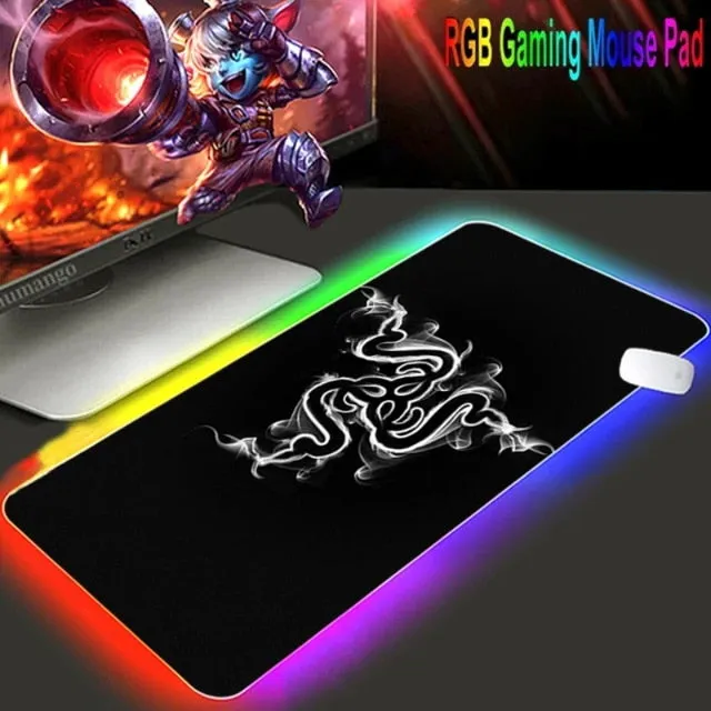 Mouse pad  RGB Razer Gaming Accessories Computer Large 900x400 Mousepad Gamer Rubber Carpet With Backlit Play CS GO LOL Desk Mat