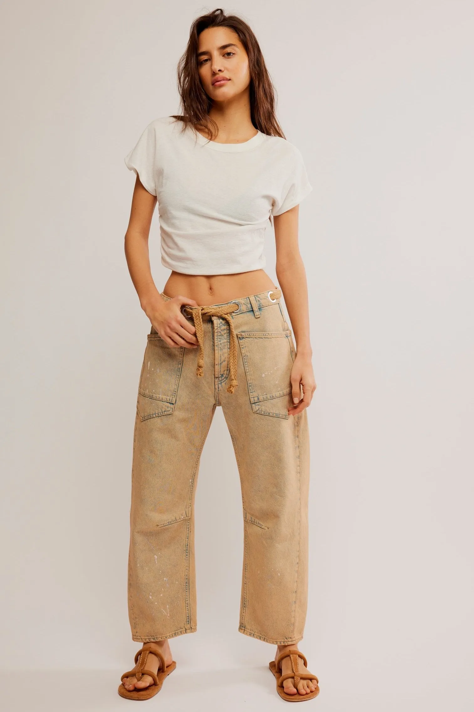 Moxie Pull-On Barrel Jeans in Cowboy