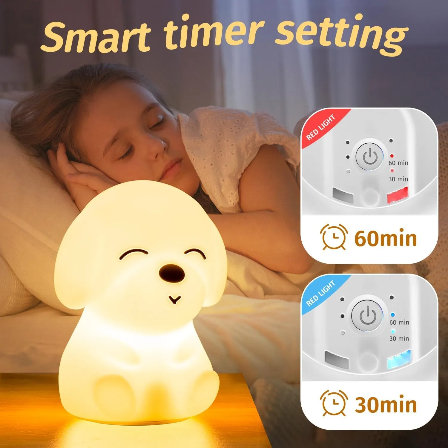 Mubarek Night Light for Kids Lamp,16 Colors & Soft Silicone Kids Night Light Lamp,Dimmable Rechargeable Toddler Night Light for Baby Nursery,Baby Night Light Nightlight for Kids Room, Dog Themed Gifts