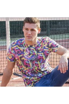 Multi Color Geo Lines Print T-Shirt