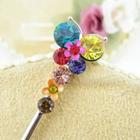 Multi-colored Butterfly Swarovski Rhinestone Hair Stick 6"