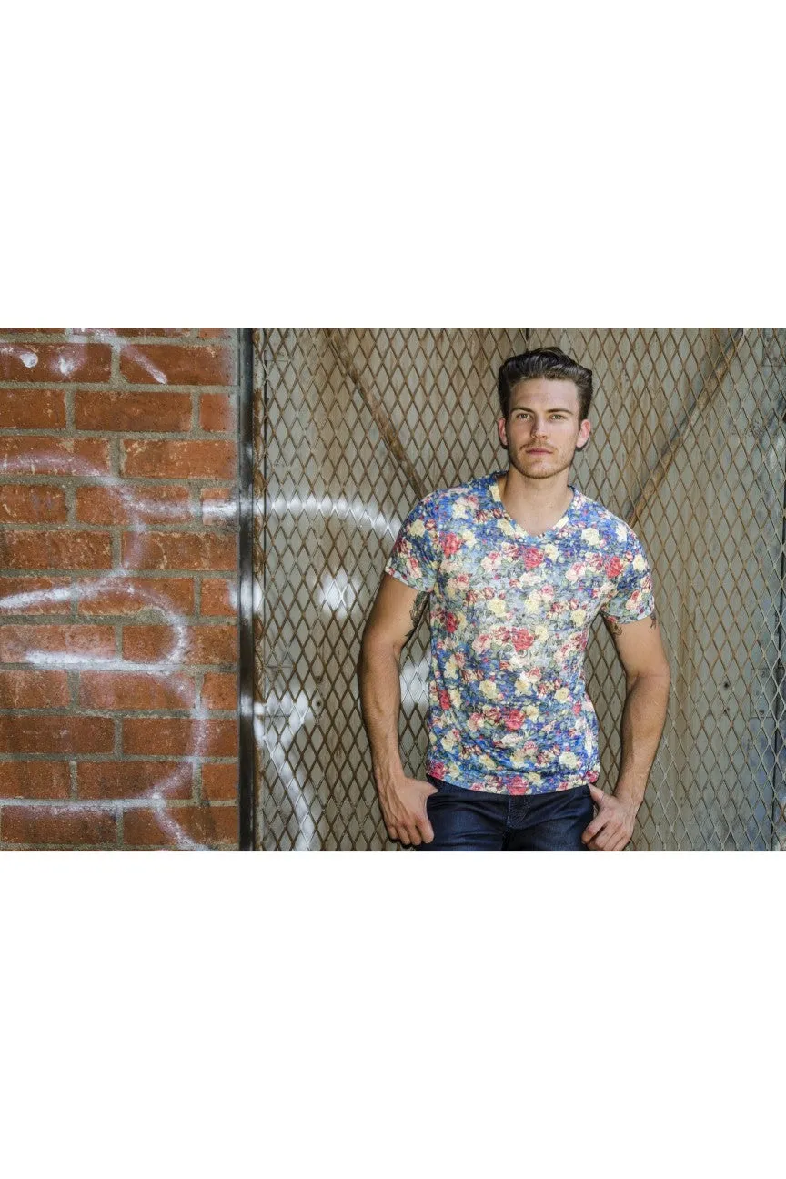 Multi Floral V-Neck T-Shirt