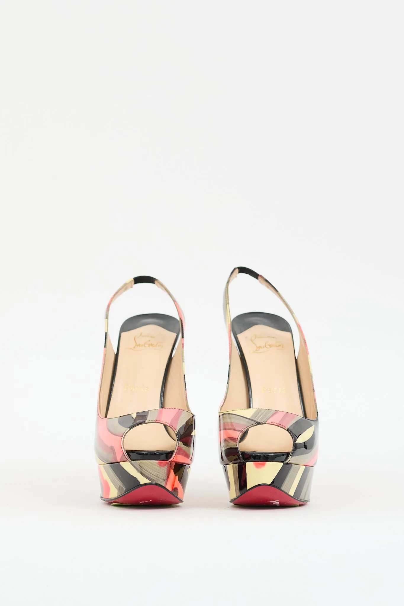 Multi Patent Printed Lady Slingback Pump