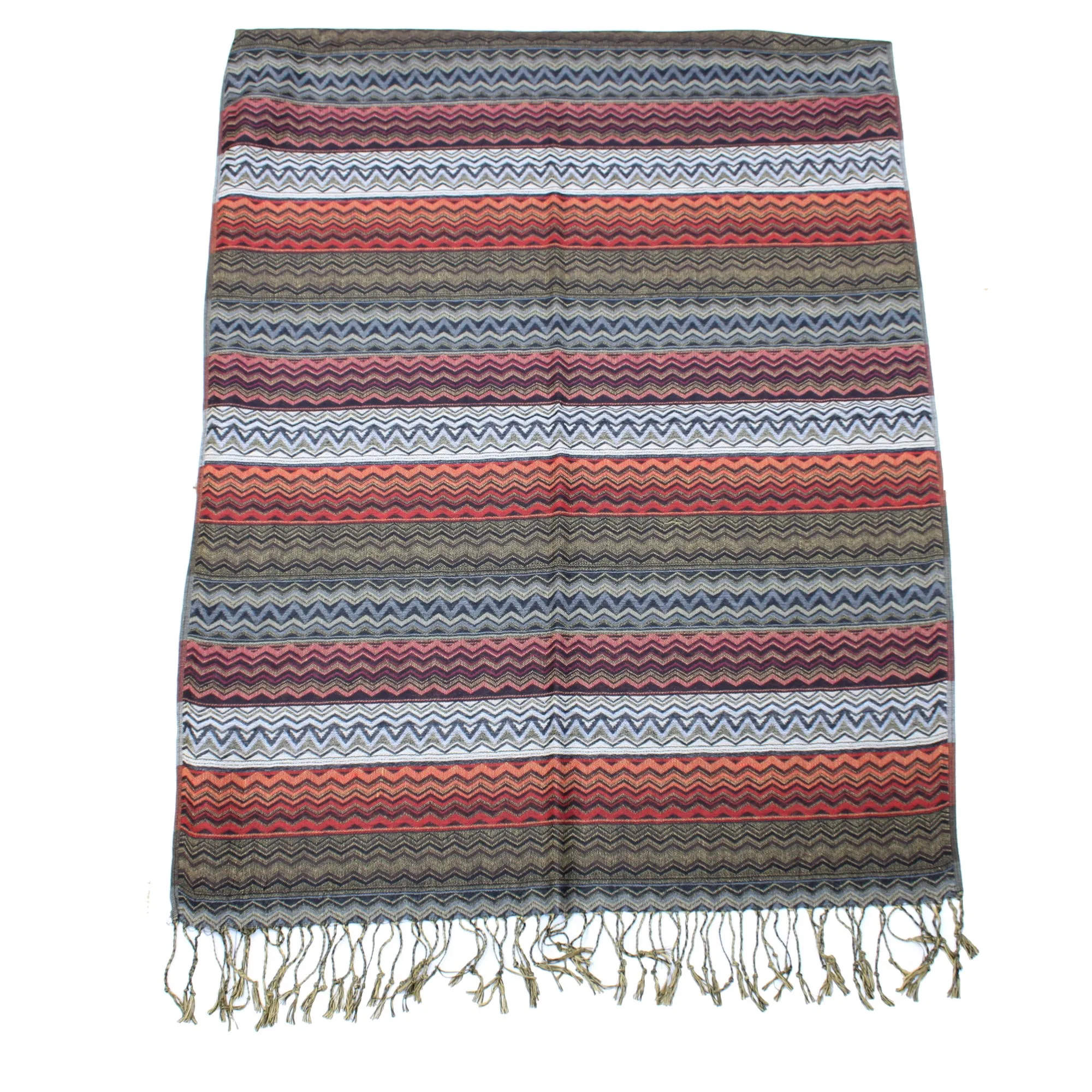 Multi Tone Zig Zag Print Pashmina with Tassels