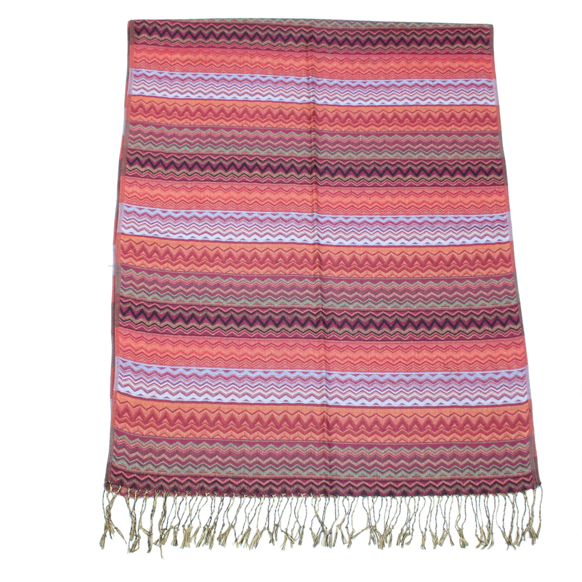 Multi Tone Zig Zag Print Pashmina with Tassels