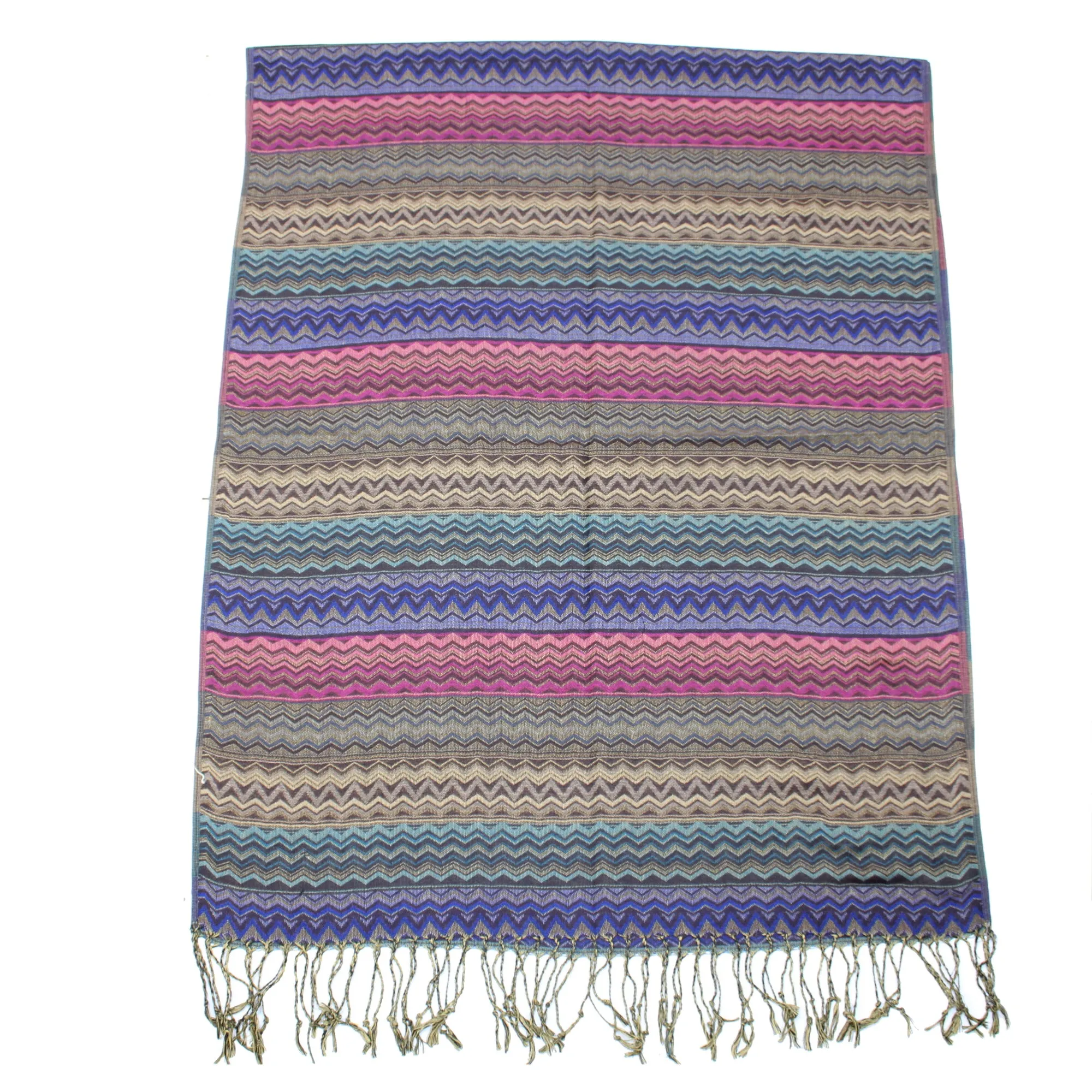 Multi Tone Zig Zag Print Pashmina with Tassels