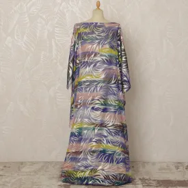 Multicolor Somali Silk Chiffon Dirac Fabric with Metallic Lurex Leaf Design, 3.5 Meters, 140 cm Width-D20673