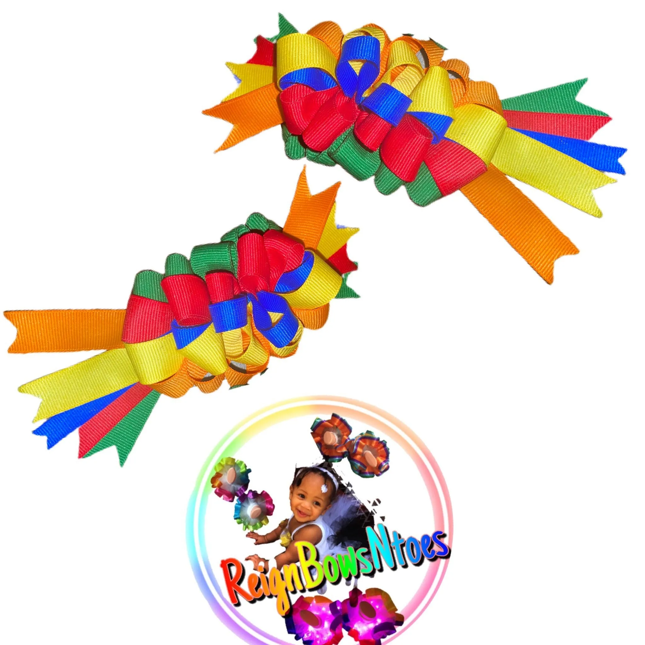 Multicolored color of your choice puffy loop bows , Spiky loop bows