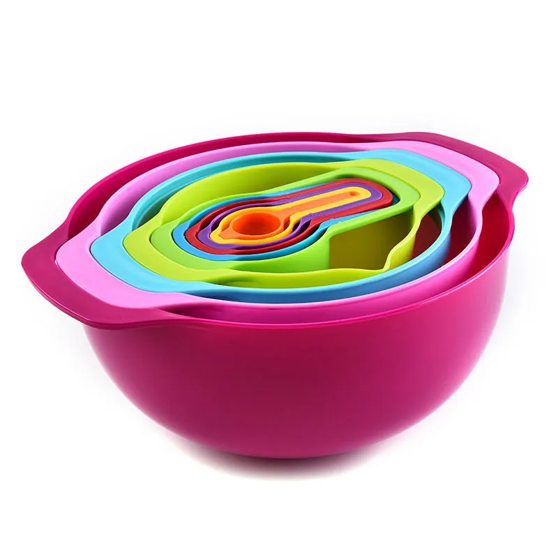 Multifunction Kitchen Plastic Colorful 10Pcs Mixing Bowls Set