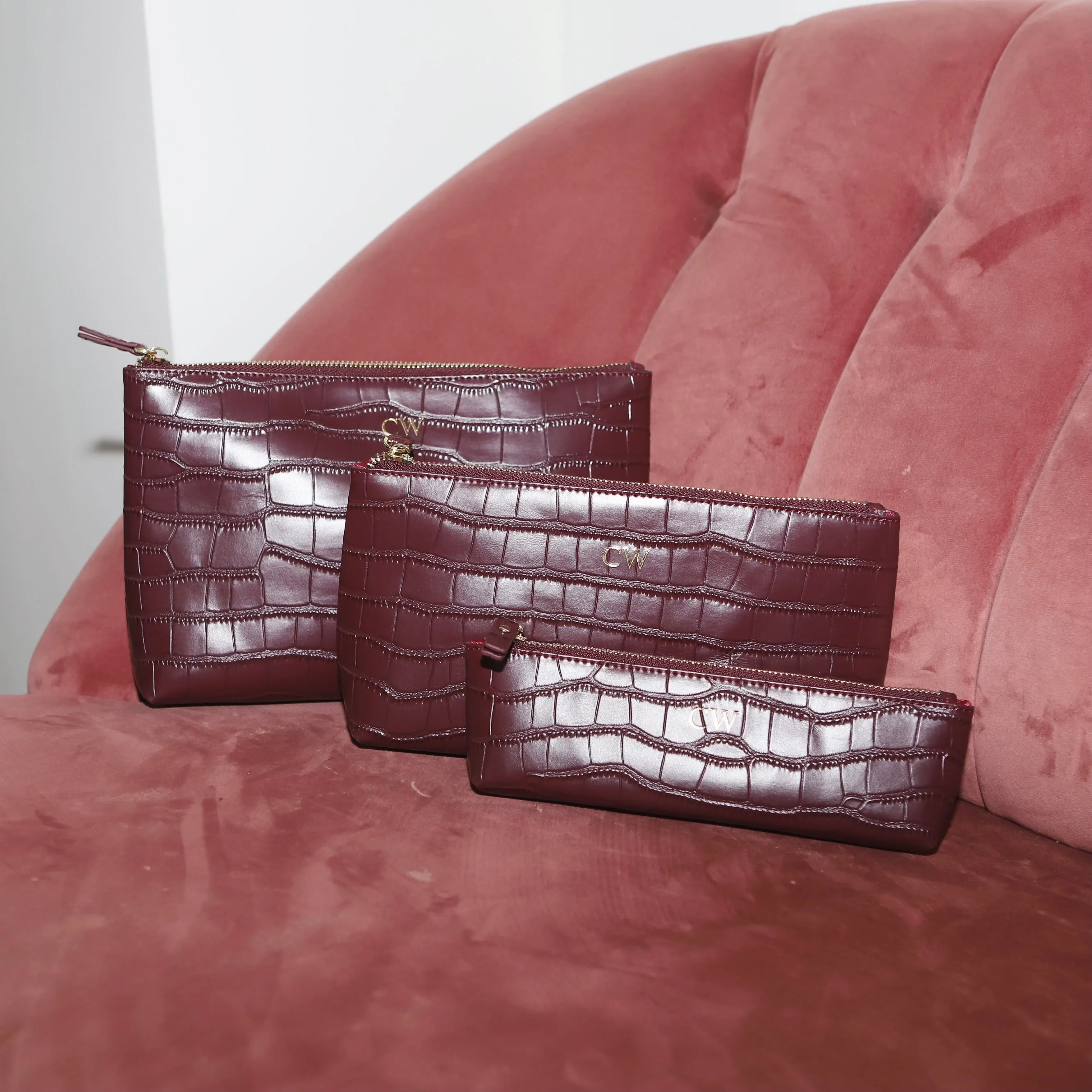 Munich Pencil Case | Burgundy Croc