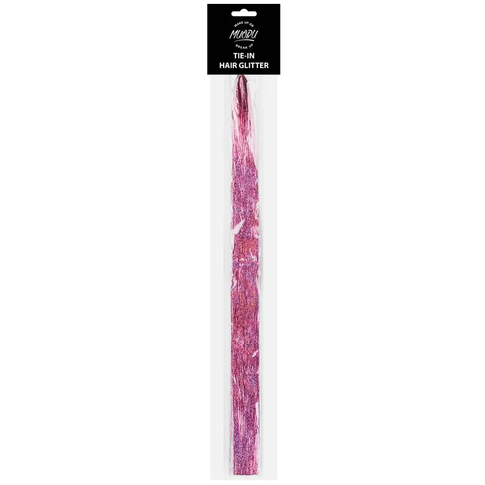 MUOBU Tie-In Holographic Hair Glitter Tinsel - Pink