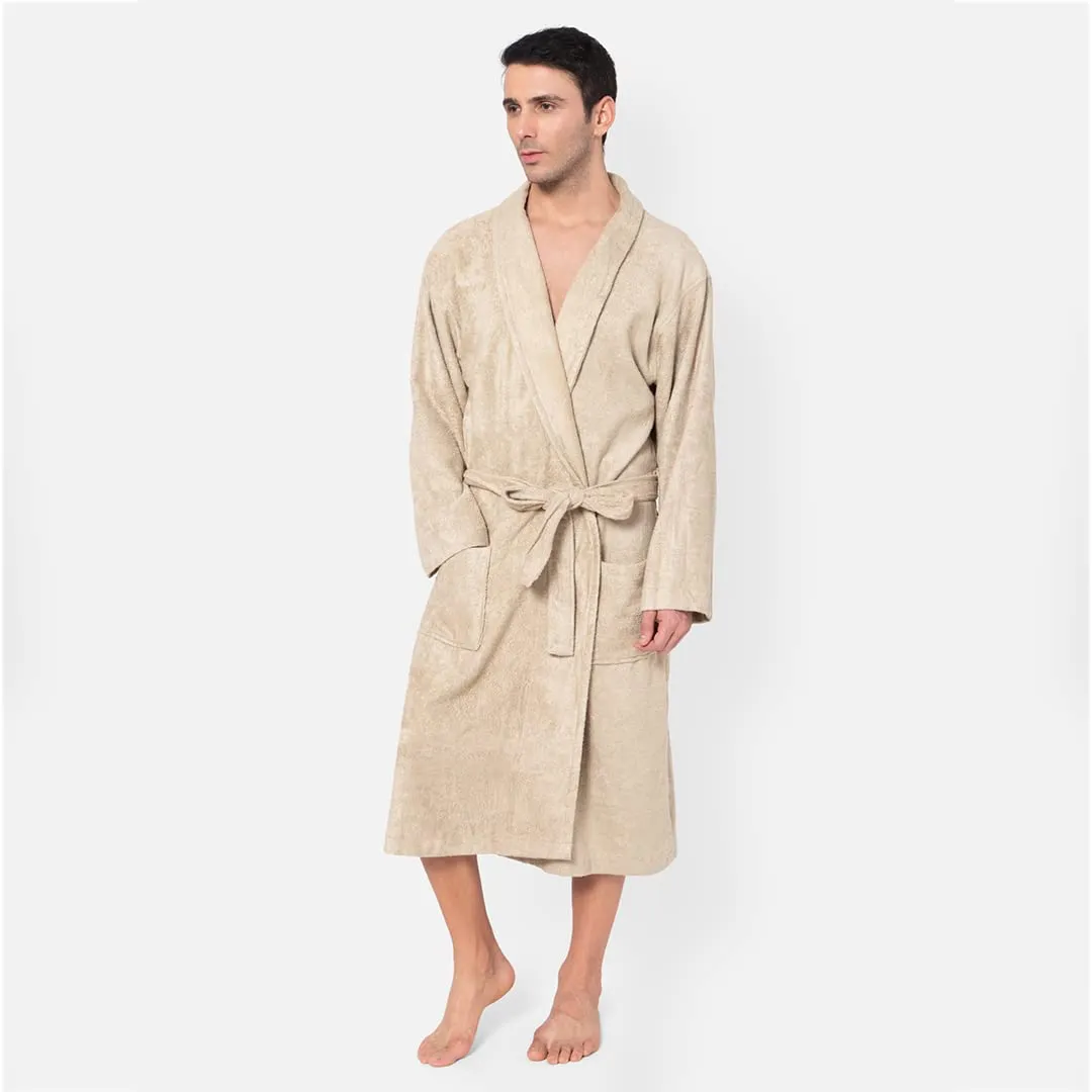 Mush 100% Bamboo Bathrobe for Men/Women (Unisex) S/M,(Pack of 1) (L, Royal Beige)