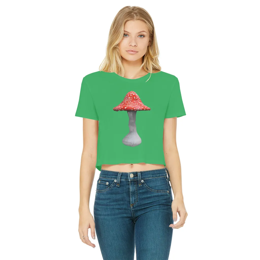 Mushroom2 Classic Women's Cropped Raw Edge T-Shirt