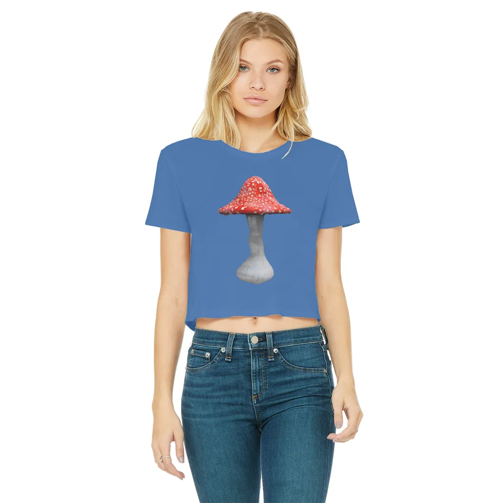 Mushroom2 Classic Women's Cropped Raw Edge T-Shirt