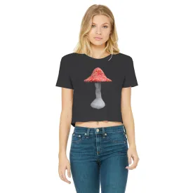 Mushroom2 Classic Women's Cropped Raw Edge T-Shirt