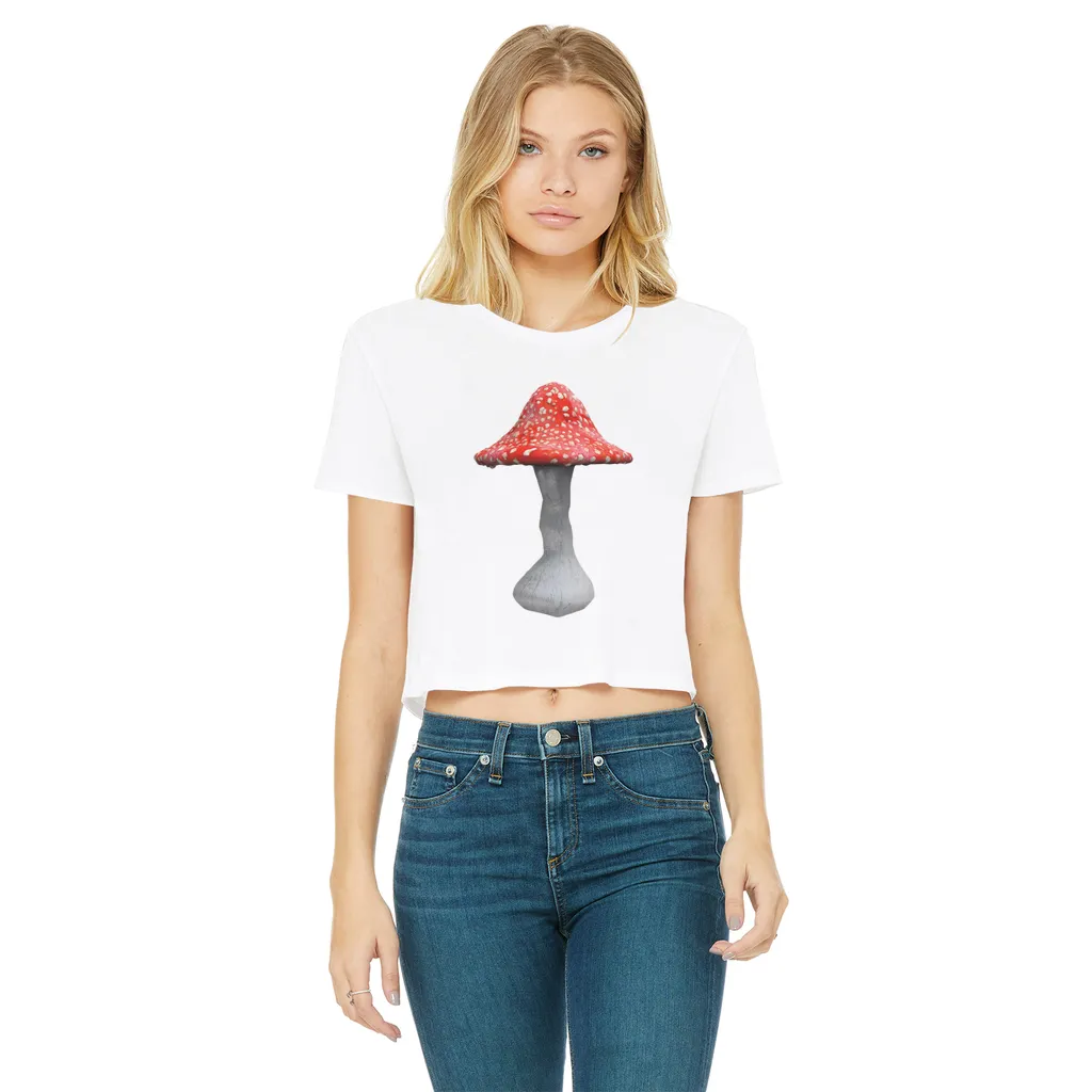 Mushroom2 Classic Women's Cropped Raw Edge T-Shirt