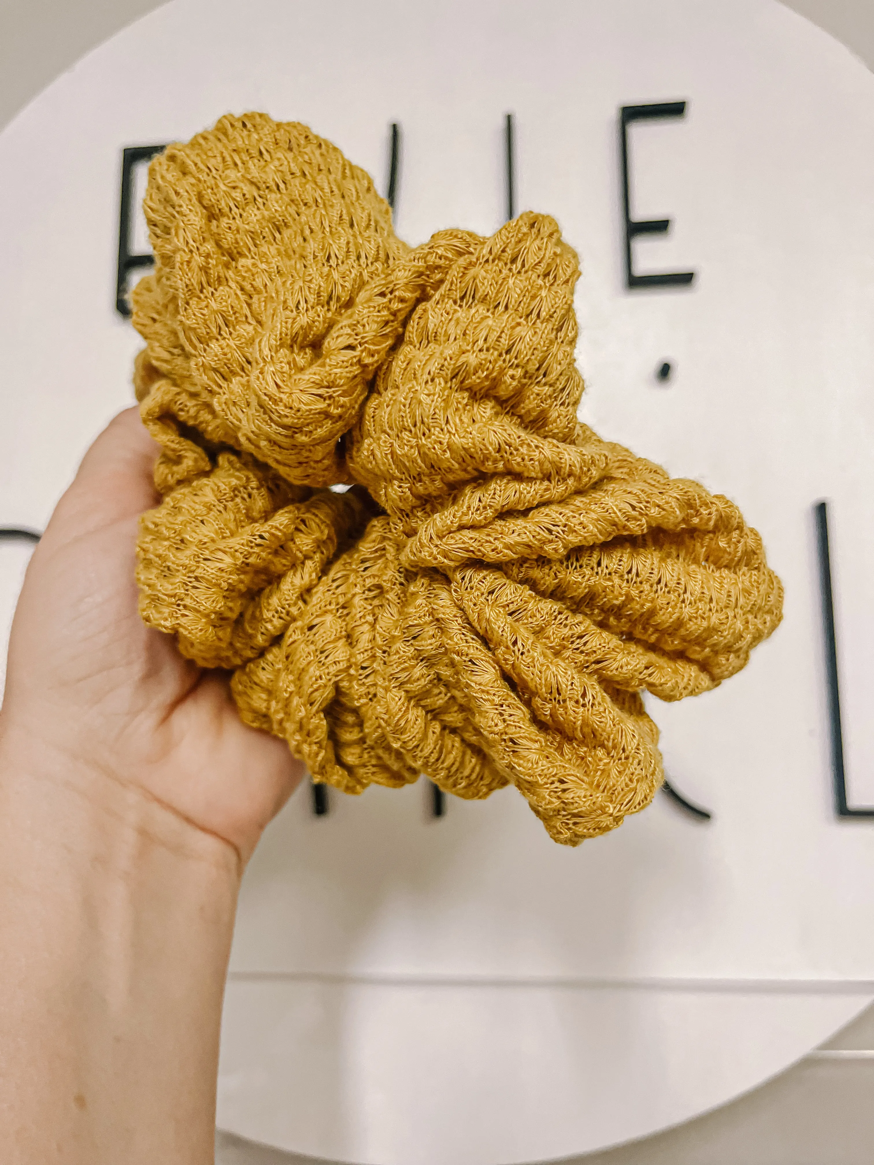 Mustard Knit Oversized Scrunchy