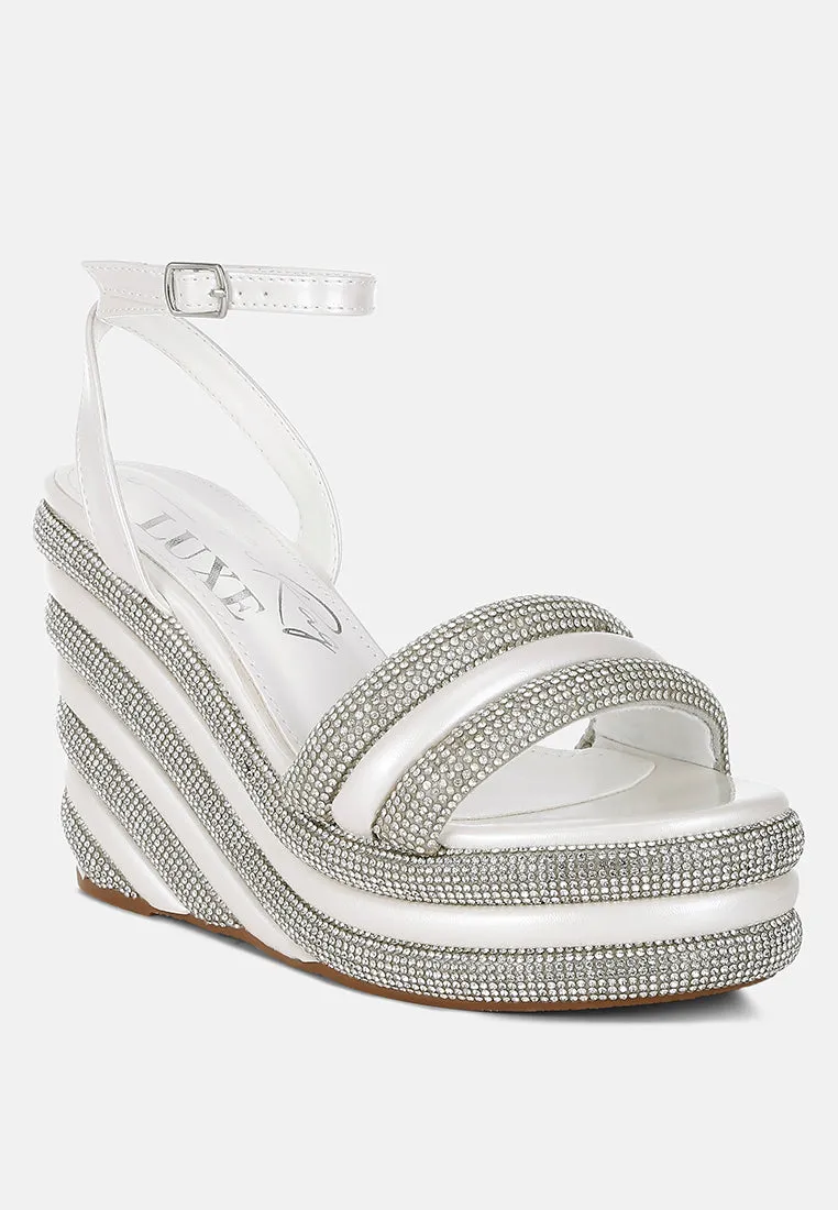 My Bliss Rhinestone Studded Wedge Sandals