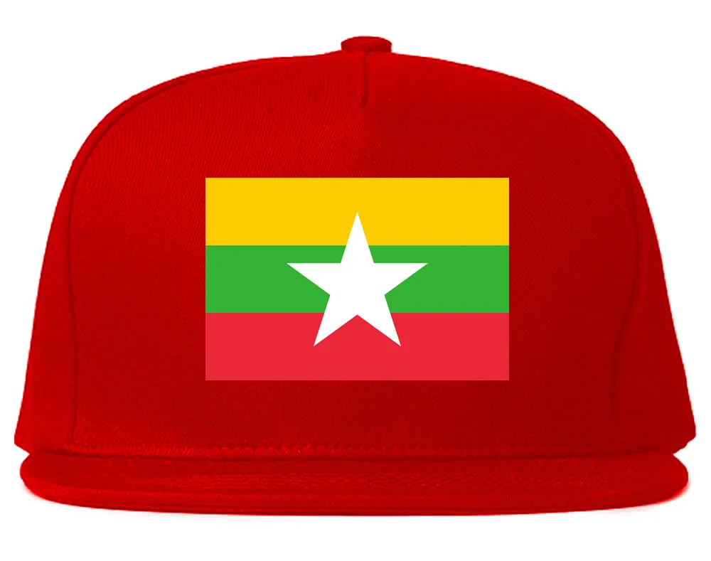 Myanmar Flag Country Printed Snapback Hat Cap