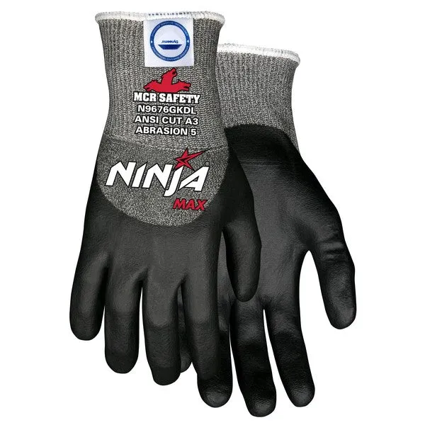 N9676GKDM MCR Safety Ninja Cut Resistant Gloves, Diamond Tech, Medium, Black