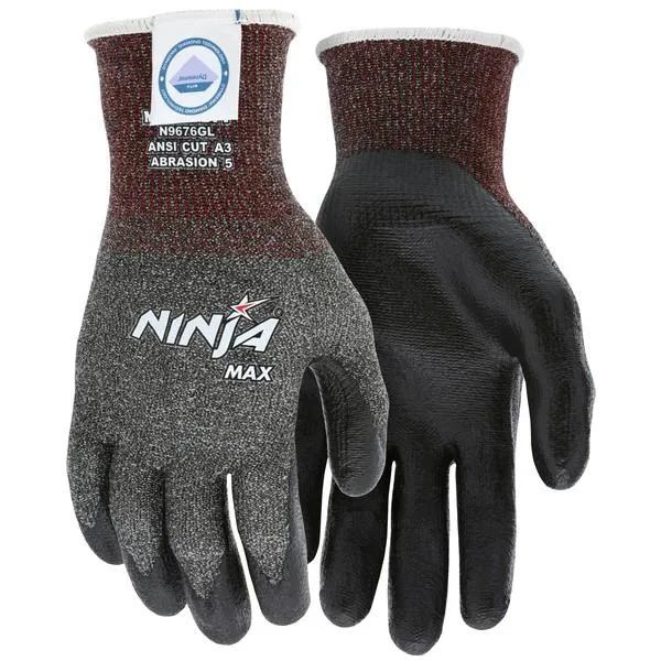 N9676GL MCR Safety Ninja Cut Resistant Gloves, Diamond Tech, Large, Black