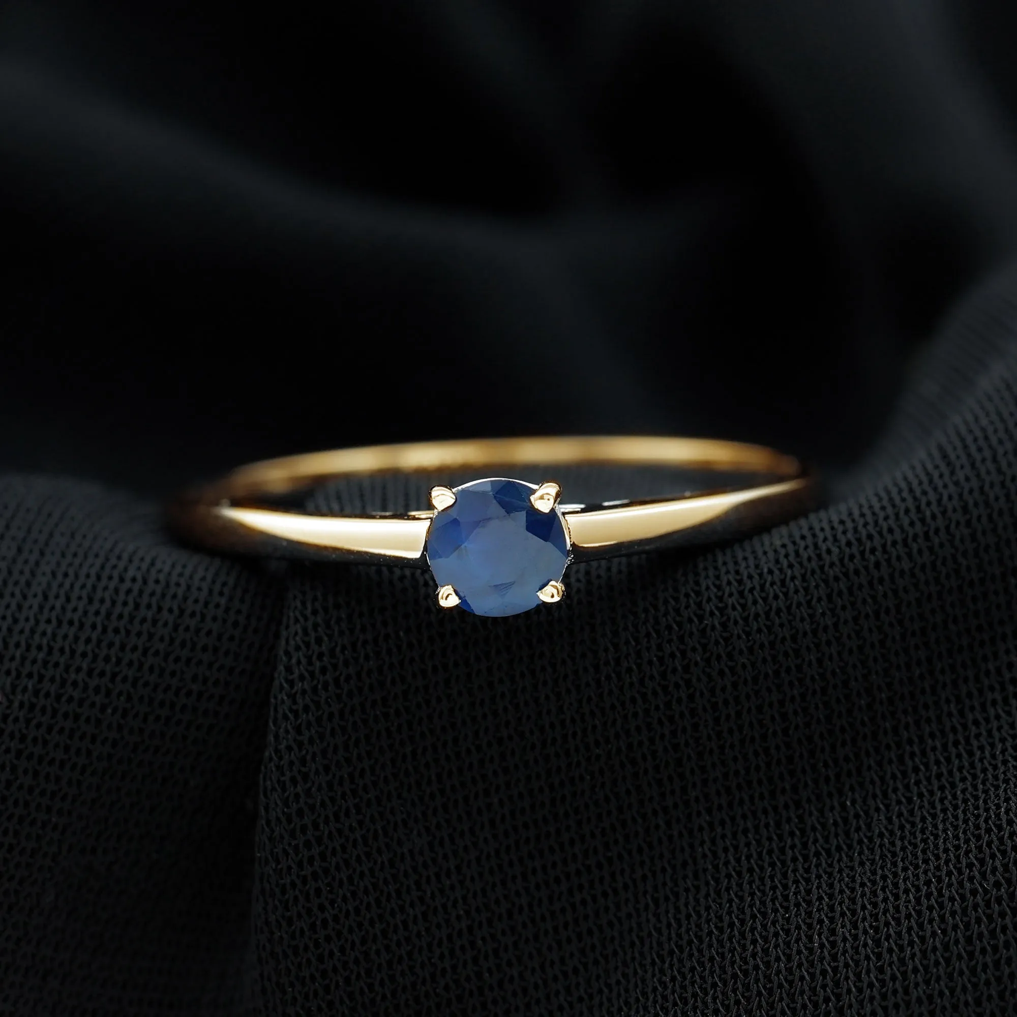 Natural Blue Sapphire Solitaire Ring in Basket Setting