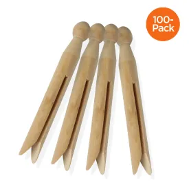 Natural Wood Classic Round Clothespins (100-Pack)