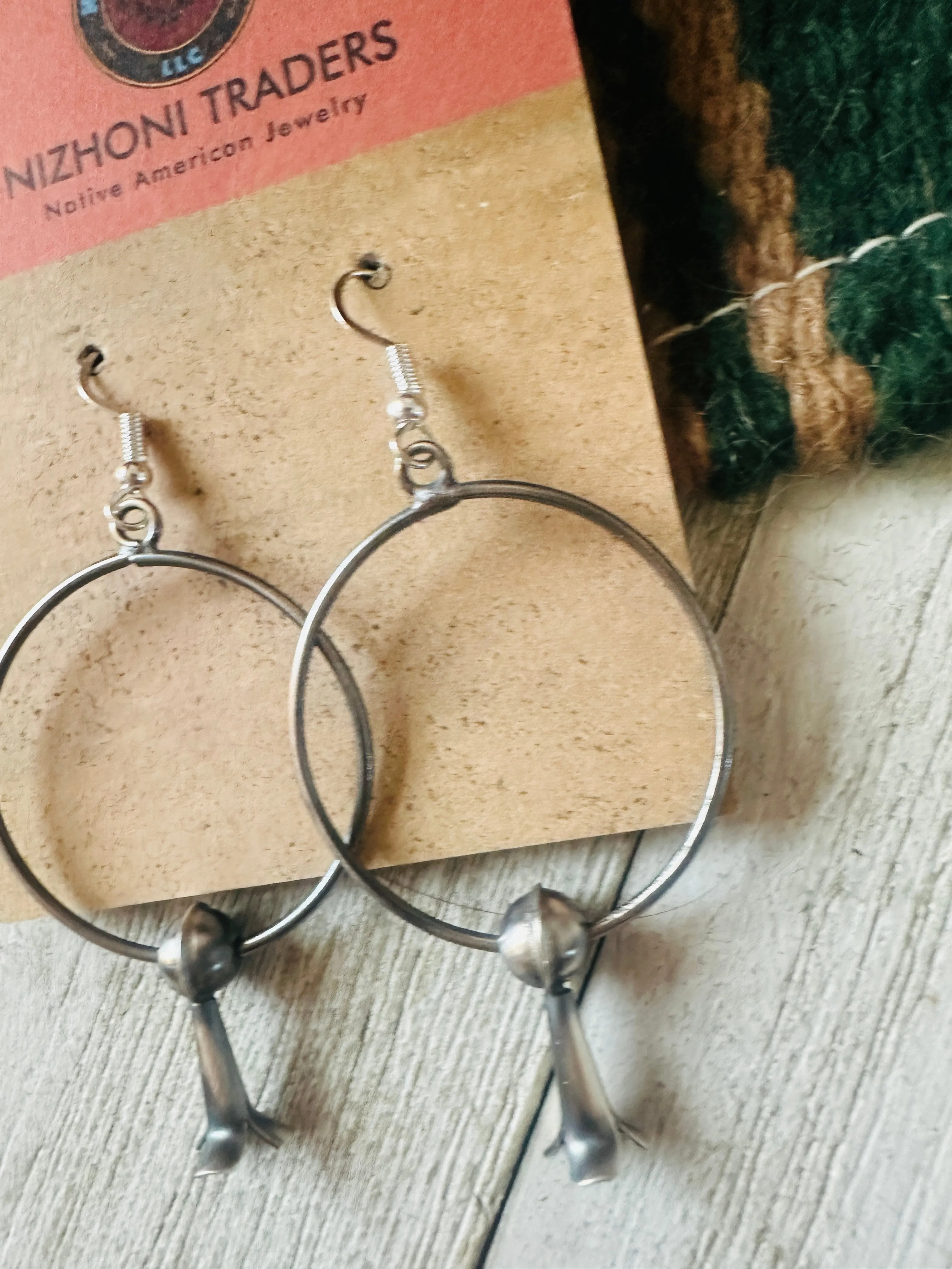 Navajo Sterling Silver Blossom Hoop Earrings