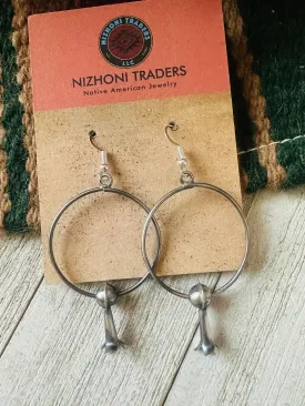 Navajo Sterling Silver Blossom Hoop Earrings