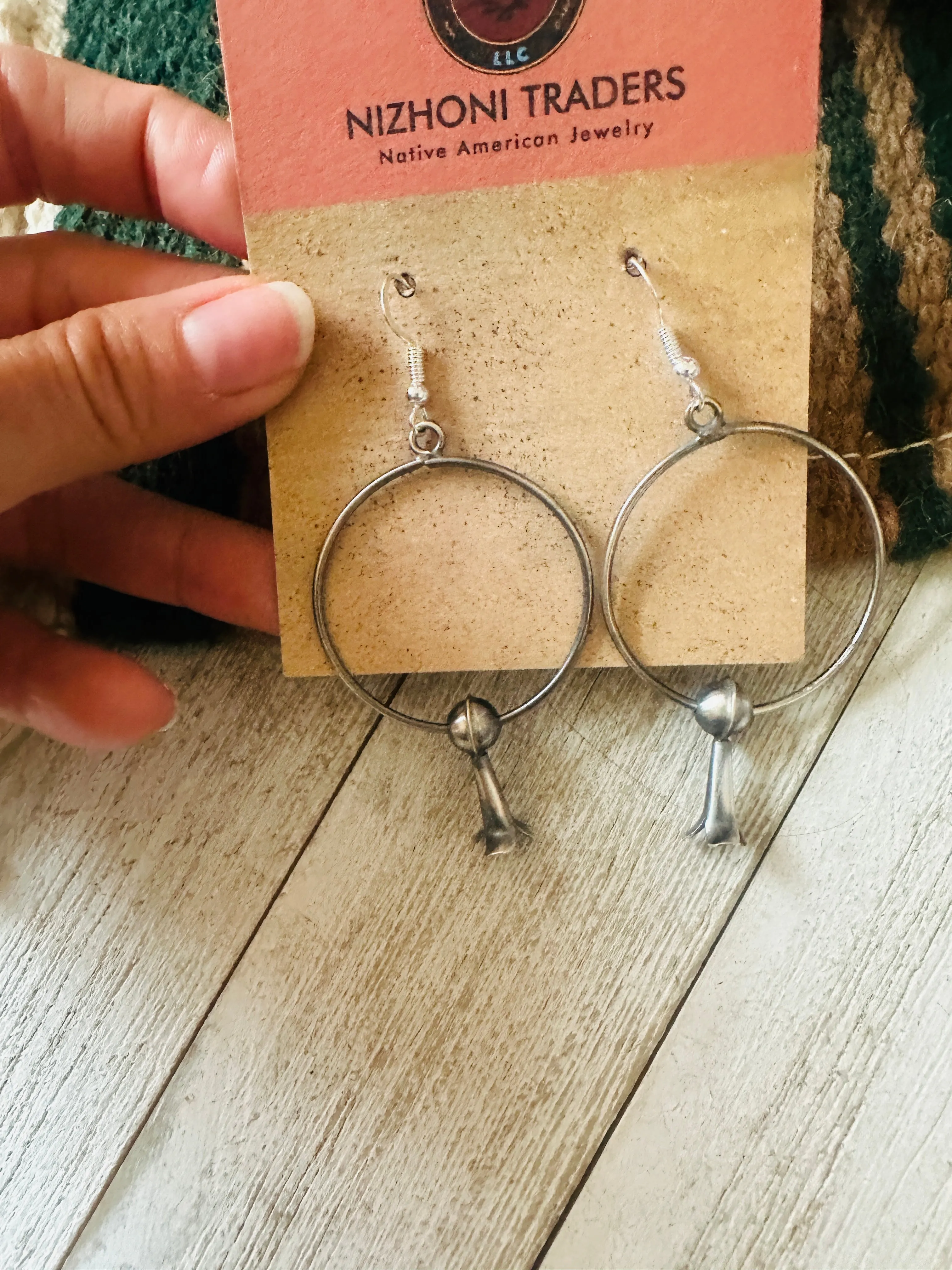 Navajo Sterling Silver Blossom Hoop Earrings