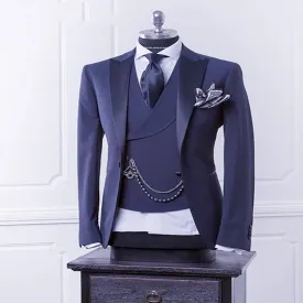 Navy Blue Men Blazer Business Modern Men Suit With Pants