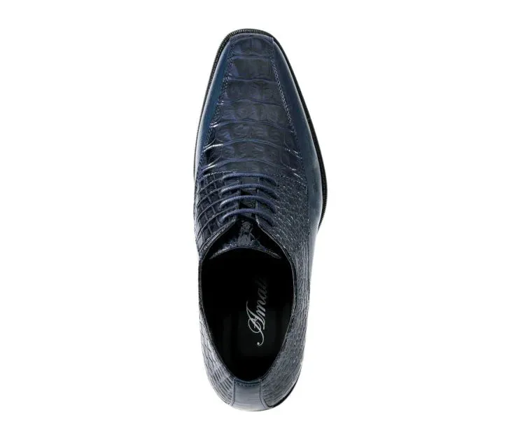 Navy Blue Men's Harvey Lace Up Dress Shoes Two Tone Fashion Design