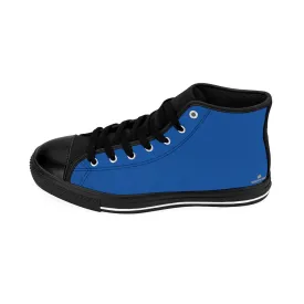 Navy Blue Men's Sneakers, Solid Color Premium High-top Premium Fashion Sneakers Shoes