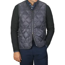 Navy Blue Nylon Down Padded Zip Vest