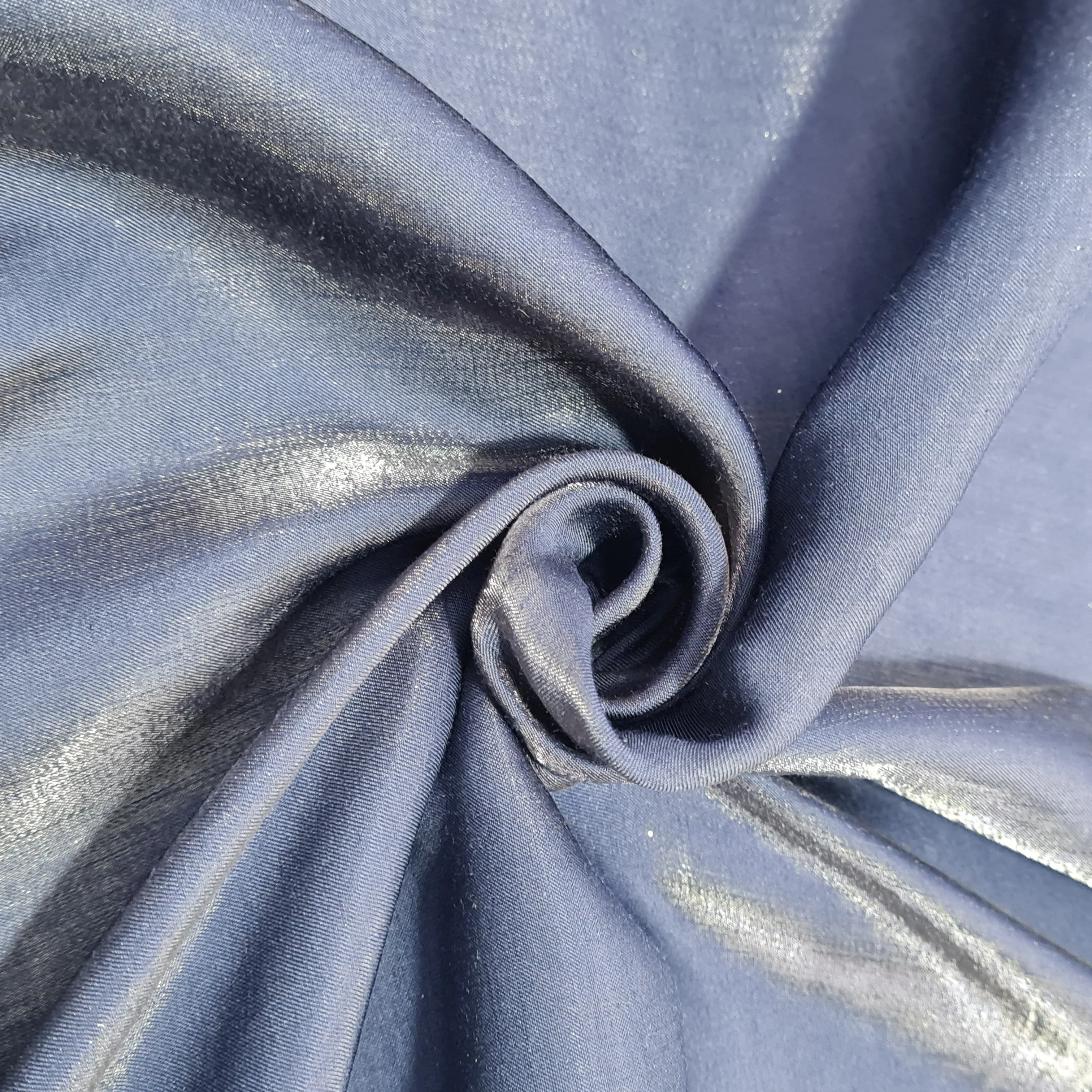 Navy Blue Solid Two Tone Satin Fabric