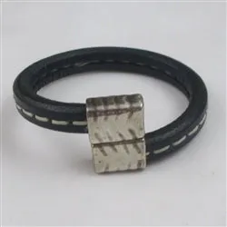 Navy Blue Thick Leather Cord Bracelet